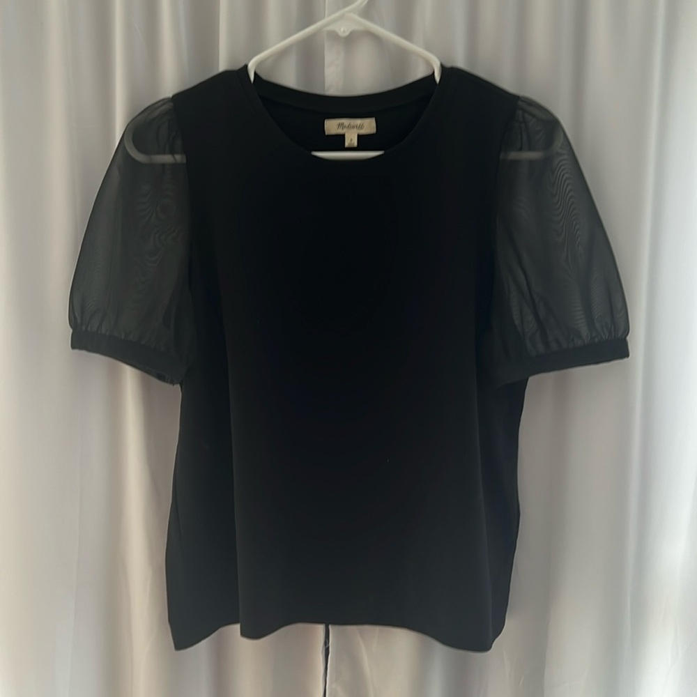 Madewell, size S, black tee with sheer arms